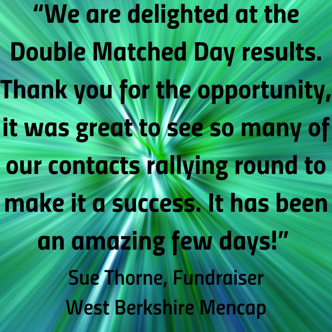 Greenham_Trust's tweet photo. Thank you Sue @WestBerksMencap. We really appreciate your lovely feedback about our event #doublematchedday and your fundraising incredible success! Congratulations 👍🤩 #fundraising #charity #matchedfunding #success #trustgreenham https://t.co/smp4cucN6C