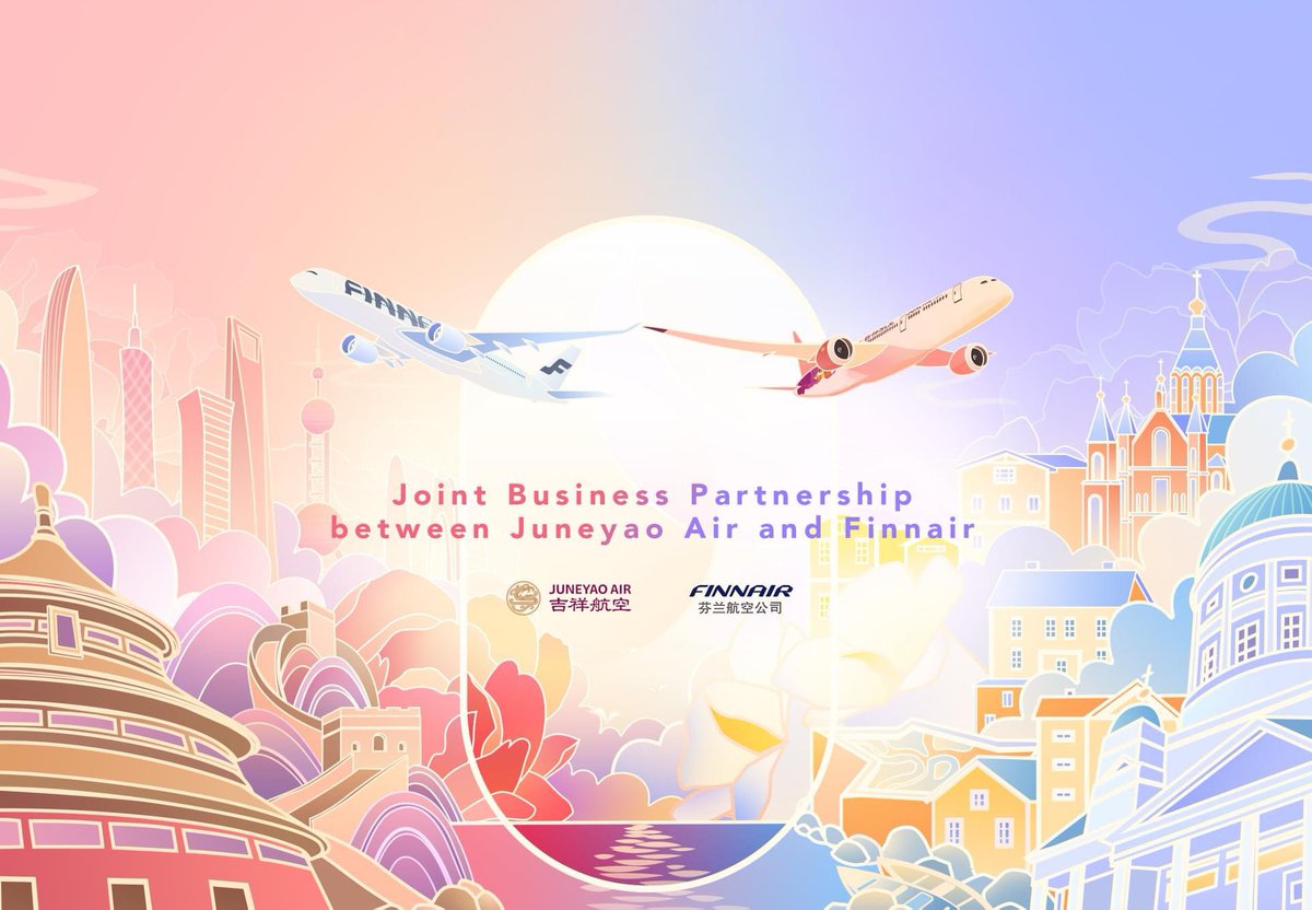 Juneyao Air and Finnair will enter to a joint business partnership on 1 July 2021, where the two carriers will cooperate commercially on flights between Helsinki and Shanghai as well points beyond in China and Europe.