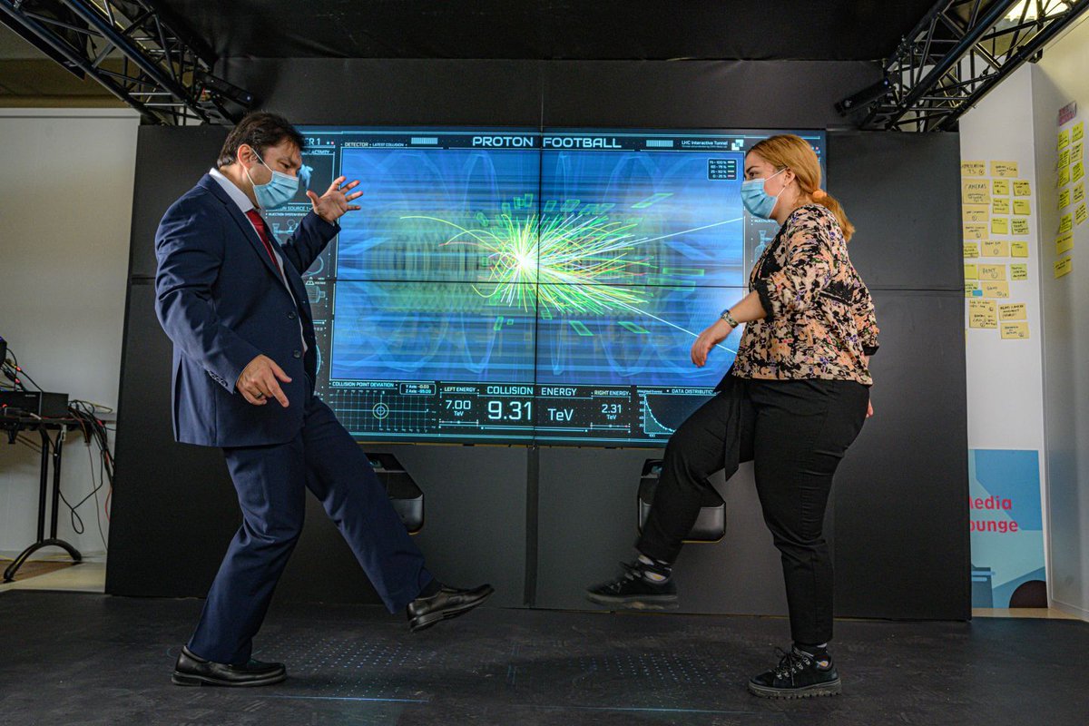 Our #PhotoOfTheWeek by Noemi Caraban shows you how we play football with protons: the harder you kick, the more particles are produced. 