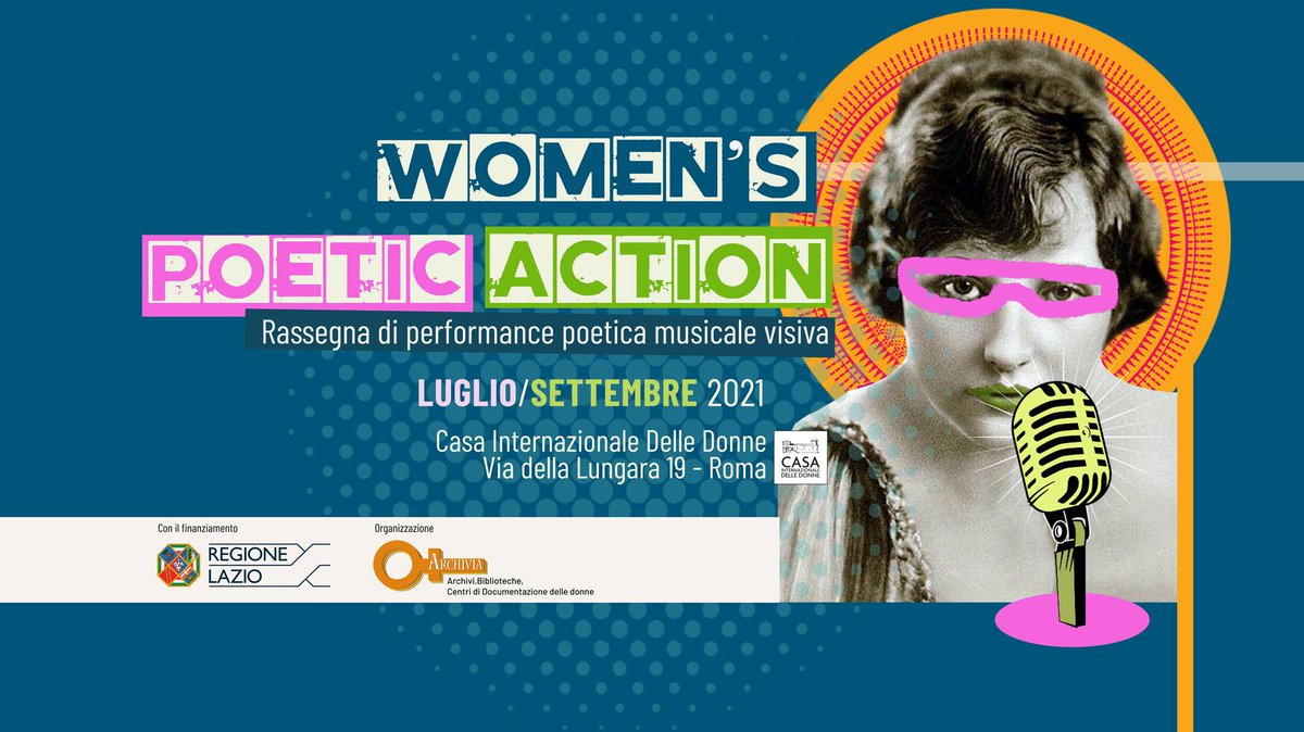 “WOMEN’S POETIC ACTION”: Rassegna di performance poetica musicale visiva. Iniziamo il 6 luglio.
Prenotazioni qui forms.gle/MFBvDKQqLMqRWu…
casainternazionaledelledonne.org/eventi/womens-…