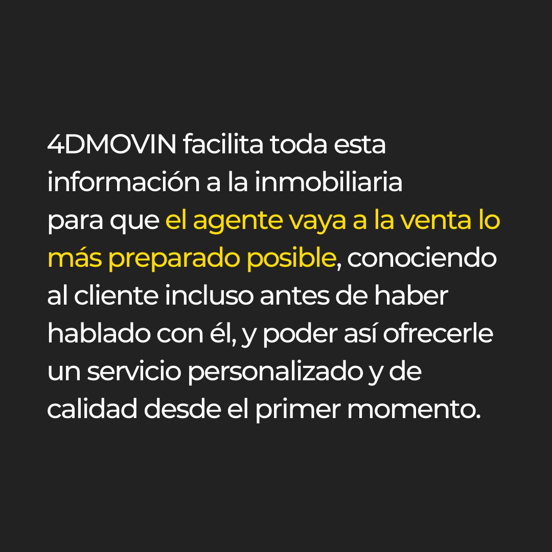 Imagina un portal que te facilita las preferencias y las búsquedas del lead...💭

✨¡Ahora es posible con 4DMOVIN!

👉🏼 Démosle al cliente aquello que quiere; inmediatez y un servicio personalizado.

¿Quieres saber más? ¡Contáctanos!

#realestate #inmobiliaria #sectorinmobiliario