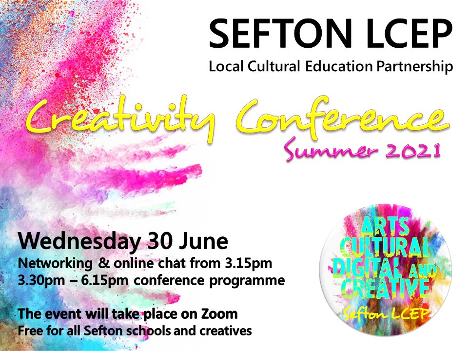 SeftonLcep's tweet image. Please join us for our twilight conference next week - celebrating the power of creativity in schools …tivityconference2021.eventbrite.co.uk