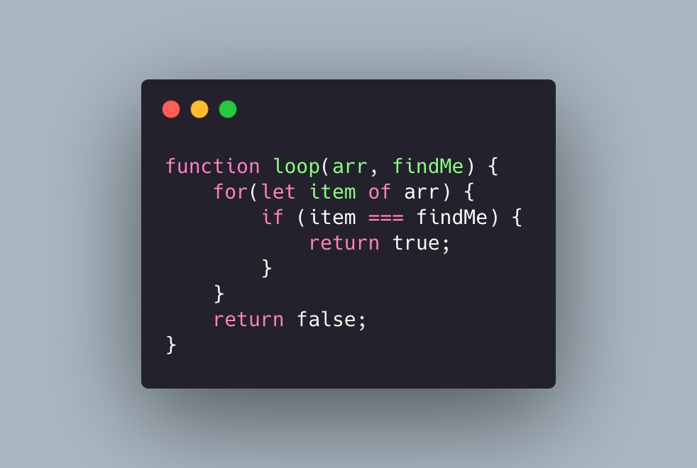 EmmaBostian's tweet image. Expert JavaScript programming tip!

You can use loops to avoid doing tedious, horrific, linearly checks with arrays!