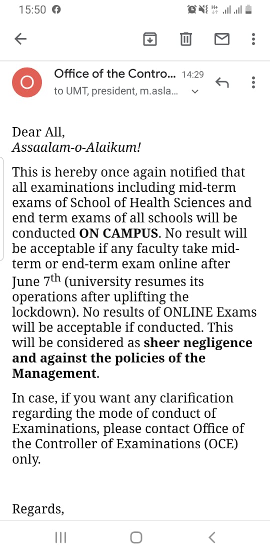 bappaaaaa's tweet photo. Lies lies lies! Shame on #umt
#bycottumt
Shameful
#CancelAllExams
#canceluniversityexams
#CancelExamsSaveStudents https://t.co/2XEtZEXIRv