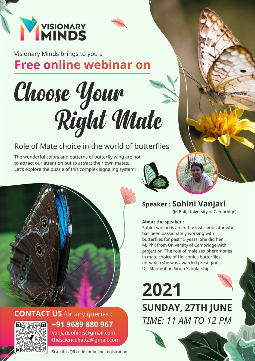 TheScienceKatta's tweet photo. All of us being biology enthusiasts, and a little biased towards exploring biodiversity, we kick-start with an interactive webinar led by Sohini Vanjari, diving deep into the process of choosing a mate in the animal world!
#AcademicChatter #Research #butterflies @VoicesofIndAcad https://t.co/anxe38ArqF