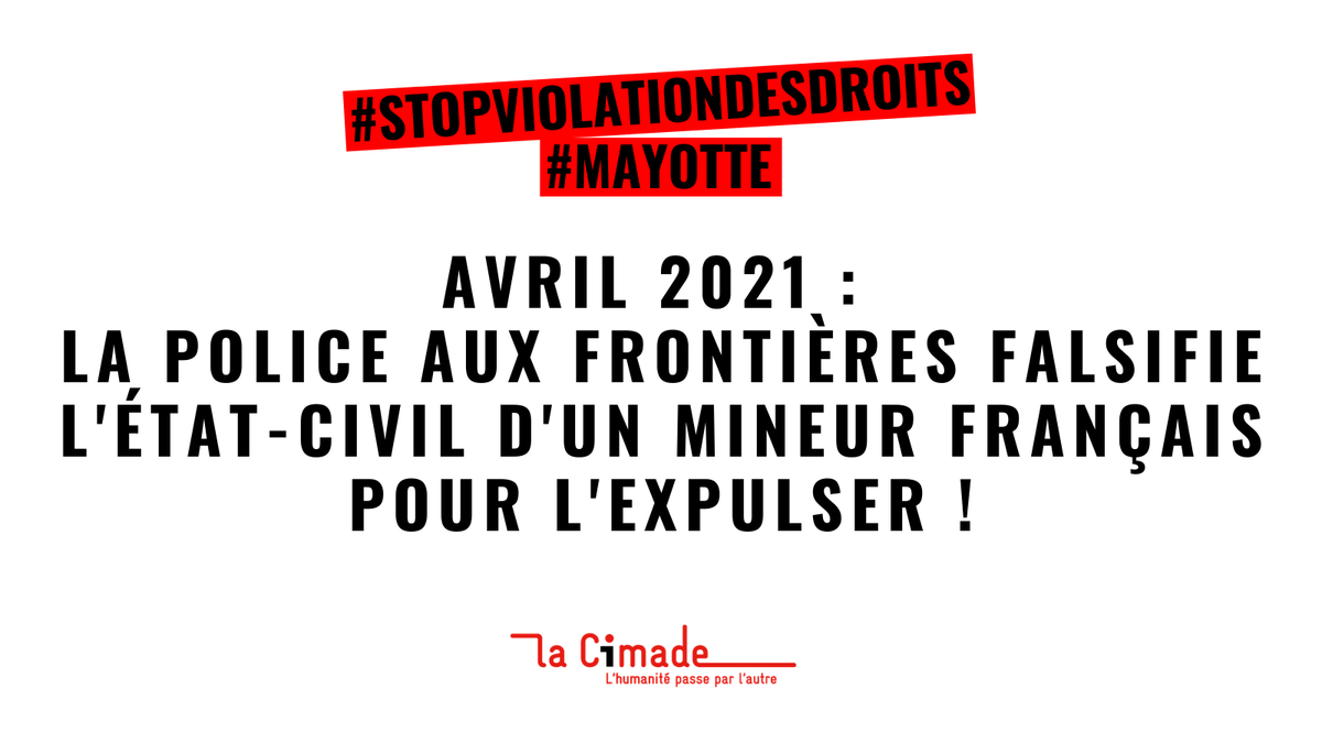 #StopViolationsdesDroits #Mayotte
🔴 A Mayotte, 101ème département français, la machine à expulser ne s’arrête plus et continue de briser des vies au mépris de toute forme de respect du droit. 
📢Que faudra-t-il de plus au <a href="/Prefet976/">Préfet de Mayotte</a> pour enfin respecter la loi ?
[A dérouler]