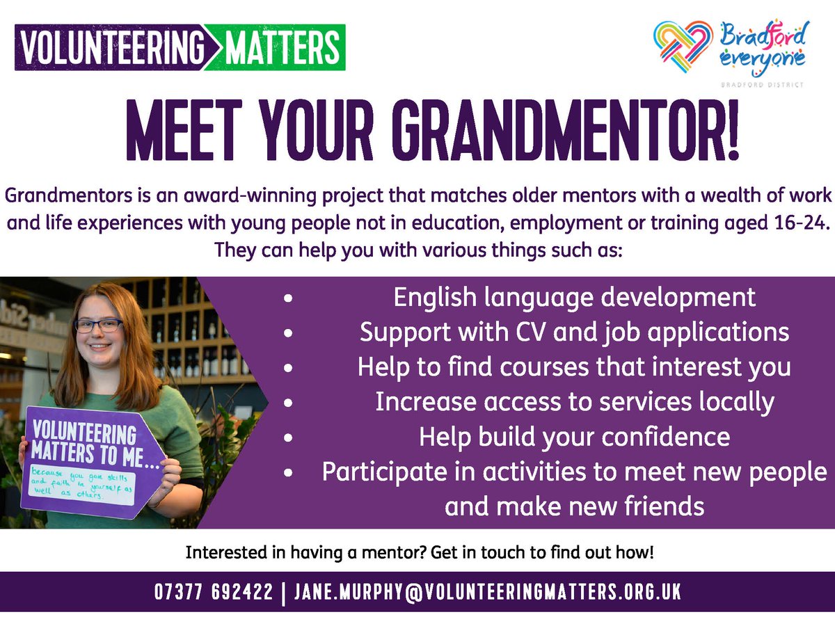 Ilkleygrammar's tweet photo. The Grandmentor scheme has been launched across Bradford District and there are mentors on stand-by to match with 16-24 year old residents across #BurleyInWharfedale &amp; #Ilkley. Please RT to spread the word @burley_news https://t.co/ozGbUSrKiO