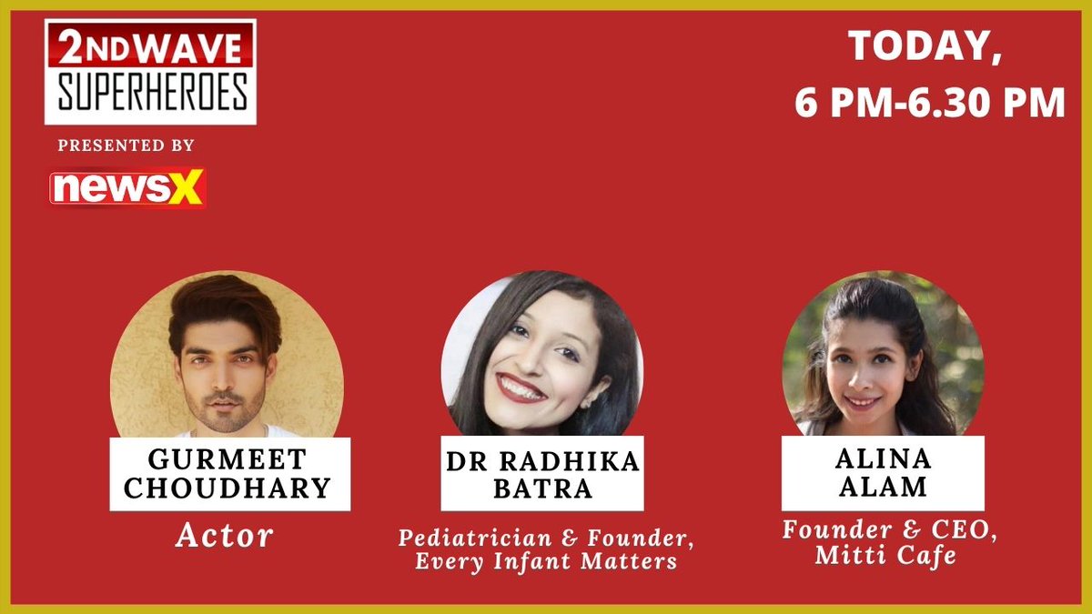 #2ndWaveSuperheroes | Join an unmissable line up of guests on our special show '2nd Wave Superheroes' live at 6 pm today.

<a href="/gurruchoudhary/">GURMEET CHOUDHARY</a> 
<a href="/mitti_cafe/">Mitti Cafe</a> 
<a href="/EveryInfMatters/">Every Infant Matters</a>