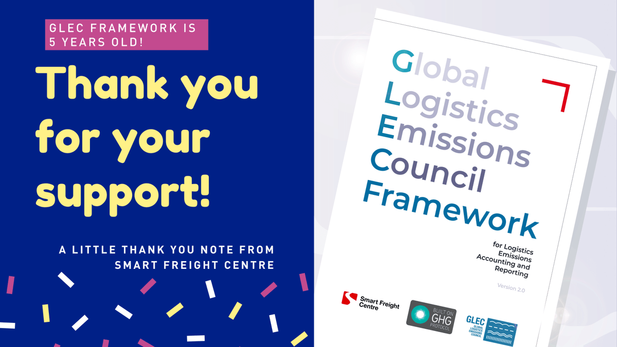 The #GLECFramework is 5! Celebrating 5 years since the Global Logistics Emissions Council (#GLEC) developed the GLEC Framework: bit.ly/3zQlCoS  #zeroemissions #freight #logistics #June23 #GLECFW5
