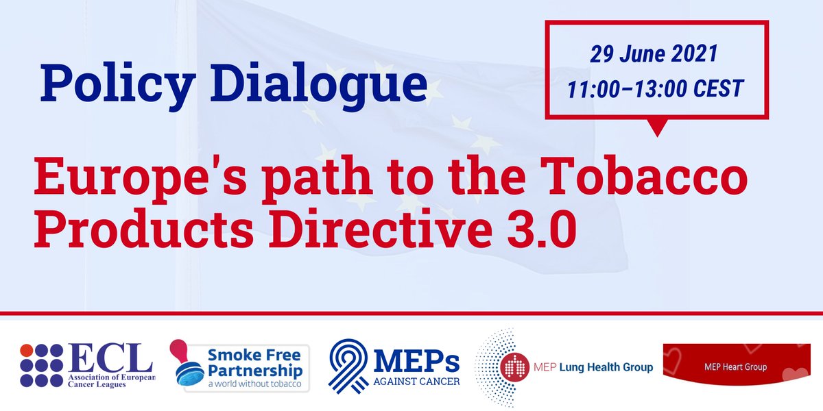 🇪🇺 #EUCancerPlan commits to put forward actions to help create a Tobacco-Free Generation. 

📣Join us on 29/06 on to discuss the past, present and future of the #EU #Tobacco Products Directive! 

✍️Register: bit.ly/3ghT2F5
📄Agenda: bit.ly/35j3Yvy

#EndTobacco