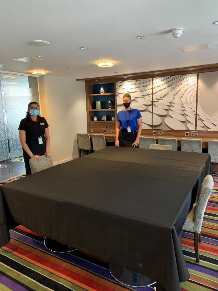HBHBroadStreet's tweet photo. It's all about Hilton Global Week of Engagement and our team are getting the meeting room ready this week. Being around colleagues and working together to provide a service for our clients feels great! #teamwork #HiltonCleanStay #hotels #cheerstohospitality #hospitality https://t.co/h38JJLfj9y