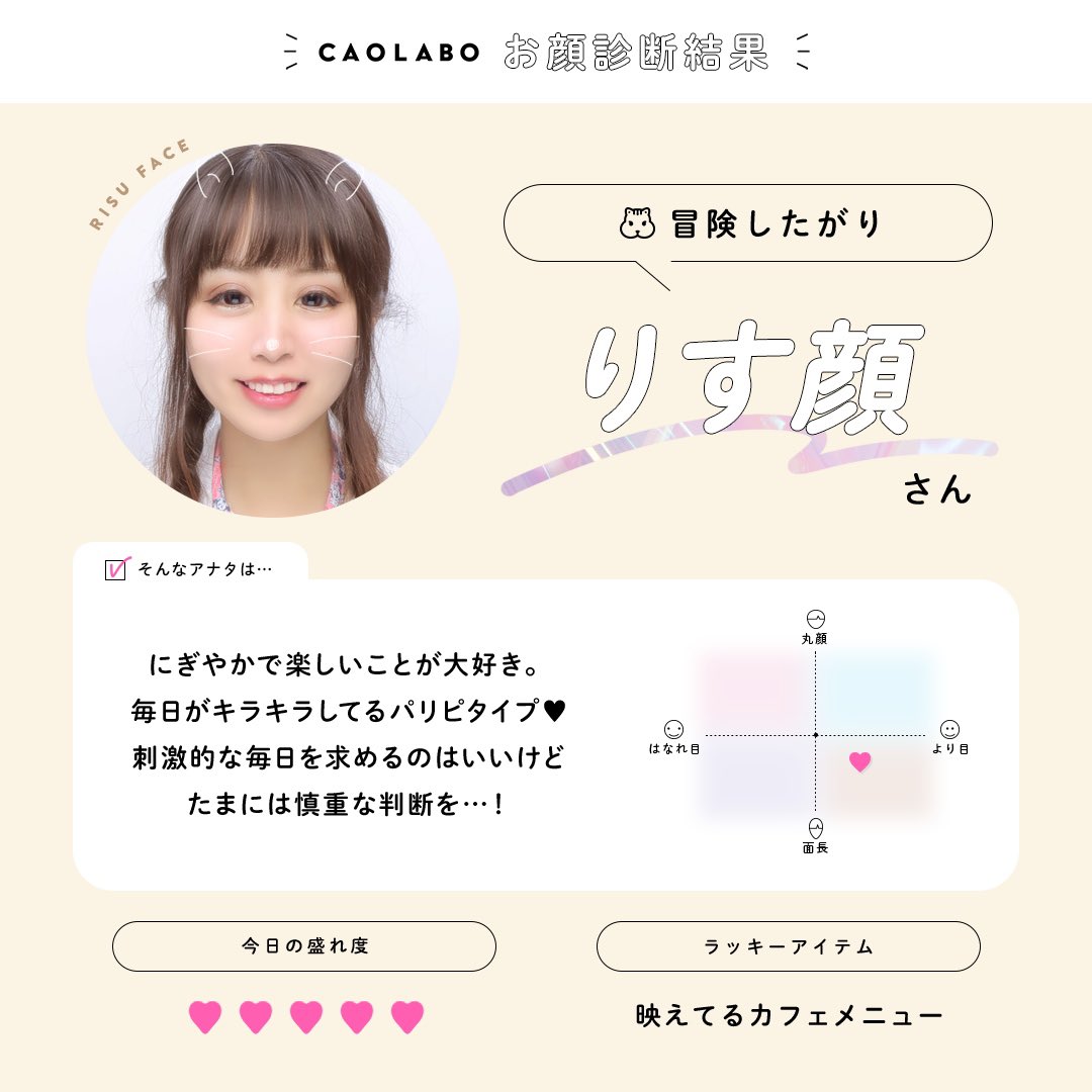 anzaiayapisu's tweet photo. プリクラのおまけの診断みたいなやつ、
いつ撮っても同じ結果や🤣🤣🤣

ちなみに一緒に撮ってる友達はいつも違う結果（笑）

なんなら、
りす顔の中でも色んな結果があるのに、
毎回同じ結果なんじわる😂😂😂　

#caolabo
#お顔診断
#プリクラ https://t.co/RoL0C0zErf
