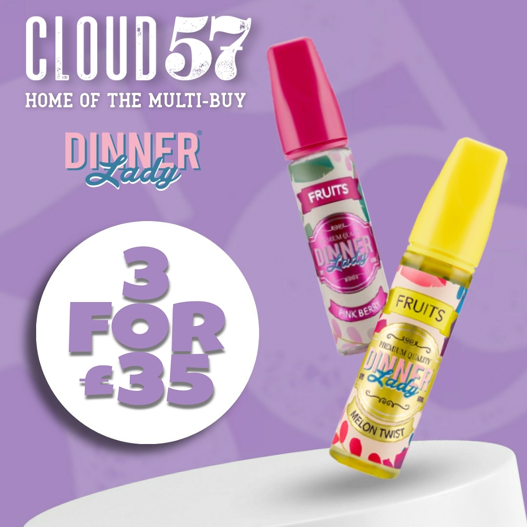 Cloud57V's tweet photo. Dinner Lady Fruits!
Available Now from CLOUD 57!
Save more with Multi-Buys!
£12.99 Each
2 for £22
3 for £35
Mix & Match Flavours!
#dinnerlady
#vapedinnerlady
Take advantage of our Multi-Buy deals at:
https://t.co/HKZnpNoaeT
Shop the brands you love for less!
#cloud57 https://t.co/8UrbUTohh2