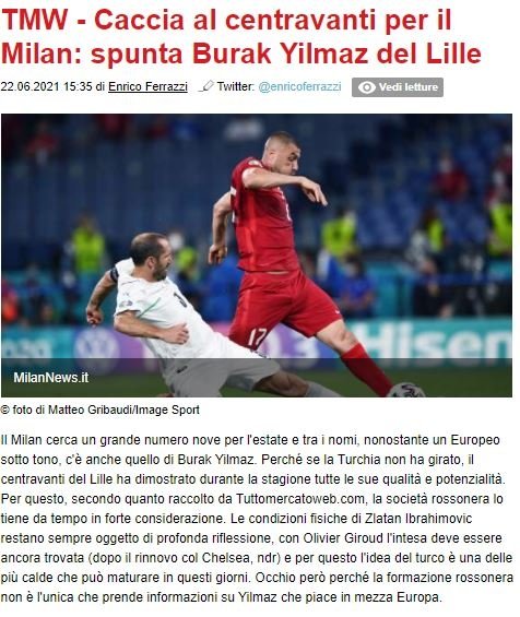 fotomac's tweet photo. 💥 MILAN İÇİN BURAK YILMAZ İDDİASI!

İtalya basınında yer alan habere göre Mario Mandzukic'in takımdan ayrılması ve Zlatan Ibrahimovic'in yaşının ilerlemesi nedeniyle golcü arayışına giren Milan rotayı milli futbolcumuza çevirdi.

(https://t.co/gKLvz3ye6d / Dış Haberler) https://t.co/1jK6vB9A9B