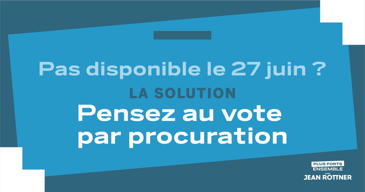 Dimanche 27 juin aura lieu le 2nd tour des élections #régionales.
Tout est encore à faire ! Chaque vote est important ! Votre vote est important !
Pas disponible, pensez au vote par procuration ! 
Le 27 juin, une seule chose à faire #JeVoteRottner
#PlusFortsEnsemble #AvecRottner