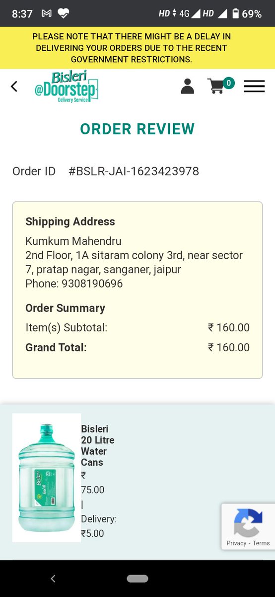 AnshikM's tweet photo. @BisleriZone I placed an order on 11th june. Till 22nd june no delivery calls or attempts. At last I had to send mail to your customer care and get it cancelled https://t.co/Onh8ORUXHE