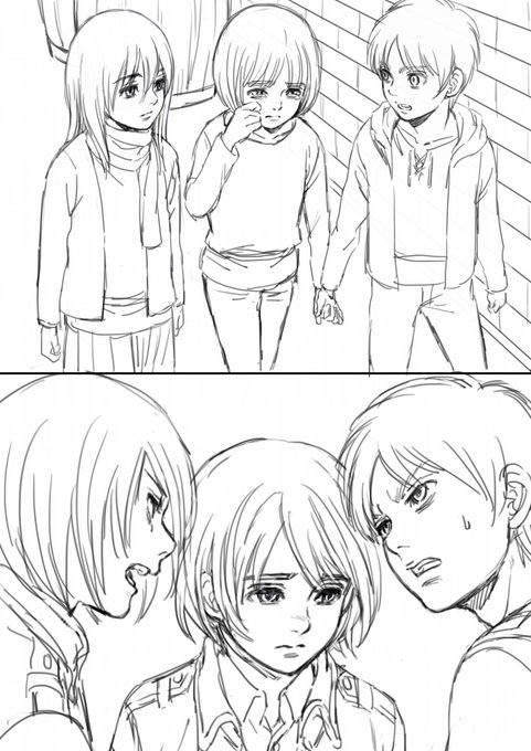 カラーイラストは巨人を断念してやはりキャラメインで行こうと幼馴染描いてたらラフ2枚できた
う～ん、どっち塗ろう…? 