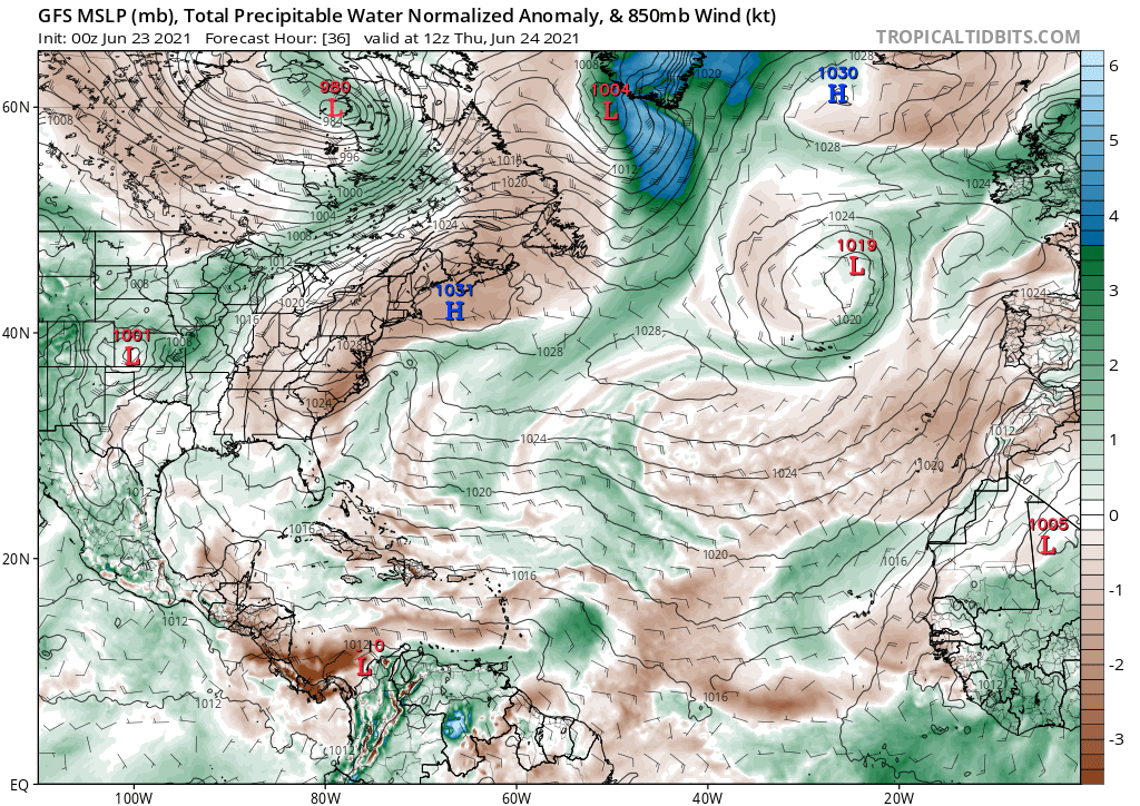 EstebanWXcast's tweet photo. Progreso de OT11 hacia y sobre Venezuela modulará irrupción /convergencia de humedad/TPW, que en interacción (+) con ITCZ-NET, generarán aguaceros y tormentas, de dispersas a localmente numerosas, con mayor probabilidad en Zulia, Andes, Llanos Occidentales, Oriente, Delta y sur. https://t.co/hak5wi7XzP