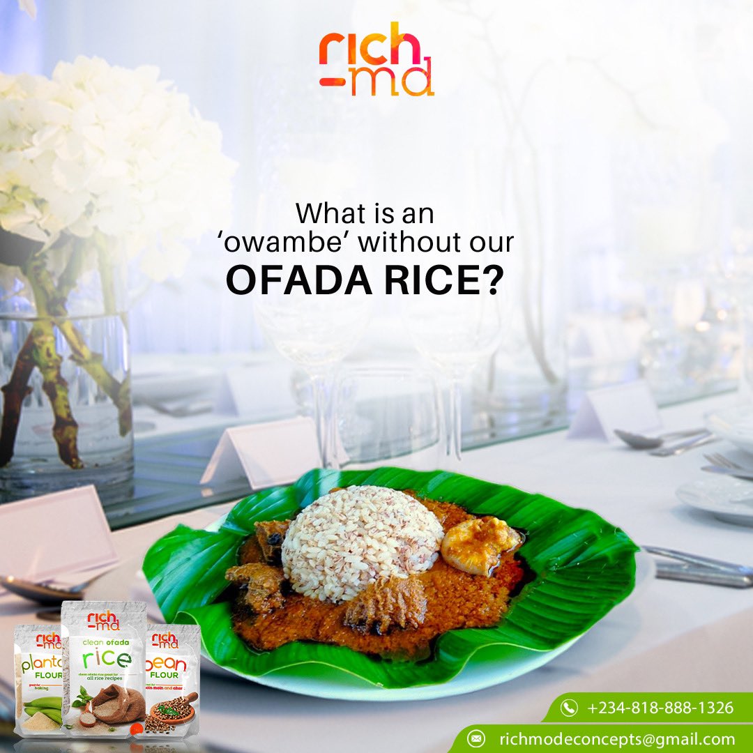 richmdfoods's tweet photo. Our Ofada Rice is the perfect meal for any family function or ceremony.
It is easy to cook and leaves your guests wanting more.
We sell our Destoned Ofada Rice with no shaft across all leading supermarkets.
#EatOfadaRice #Ofada #OfadaRice #HealthyRice #RichMD #RichMDOfada https://t.co/Fpv6z0pCDC
