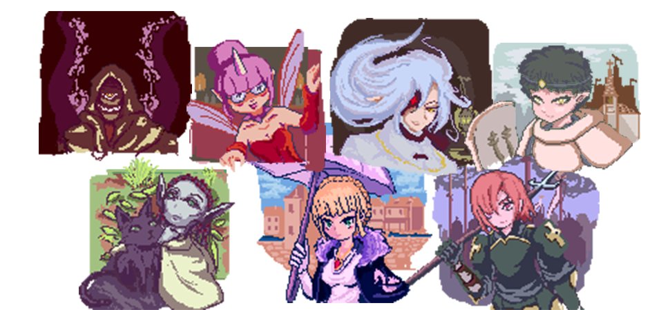 NapandWork's tweet image. #fantasy #DnDcharacter #pixelart #pixel_dailies #aseprite My Dnd parties' portraits, finally done. I'm going to bed. Napmaster out.