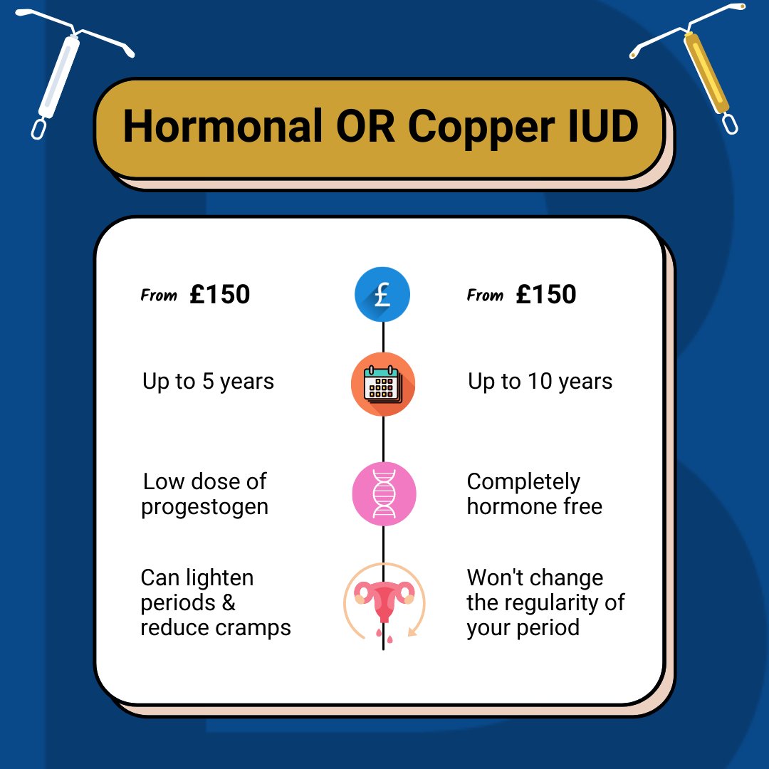 𝐇𝐨𝐫𝐦𝐨𝐧𝐚𝐥 𝐎𝐑 𝐂𝐨𝐩𝐩𝐞𝐫 𝐈𝐔𝐃
Both types are among the most effective methods of contraception &amp; can stay in place for at least 5 years. 

To find out which one is right for you, give us a call on:  
☎️ 0203 7971 839 

#Mirena #Jaydess #HRT #coil #birthcontrol