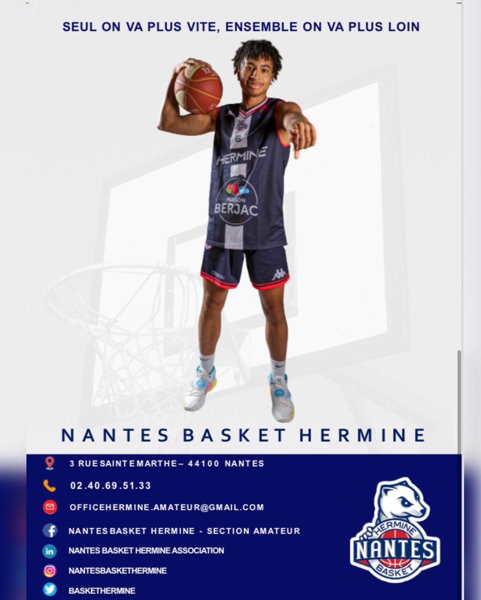 🆕NOUVEAU CONCEPT-SPORT ENTREPRISE 🏀🔥 
Le Nantes Basket Hermine vous propose un moment convivial entre collaborateurs, dans une salle mythique pendant votre pause déjeuner. Composez votre équipe, inscrivez-vous, enfilez short et basket et c'est parti !