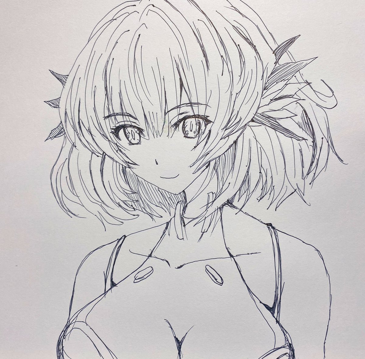 夜 パニグレ リーフの水着塗装は 人魚みたいで可愛いよね 髪型がふわふわボブなのもいい パニグレ イラスト