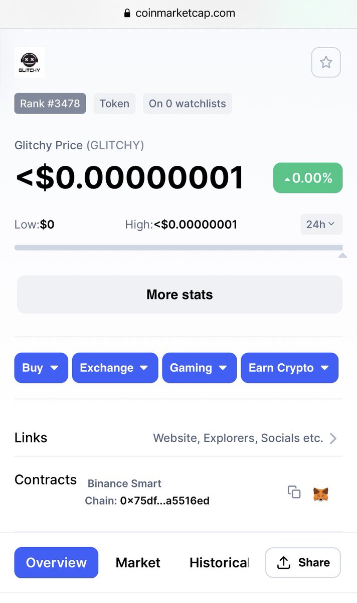 GLITCHYBSC's tweet photo. We did it!! The day you have all been waiting for! Glitchy is officially on CoinMarketCap!

https://t.co/WQyJKiS2Ip

#glitchy #glitchybsc #crypto #cryptocurrency #altcoin #bsc #bnb #eth https://t.co/8cQoBb50Sb