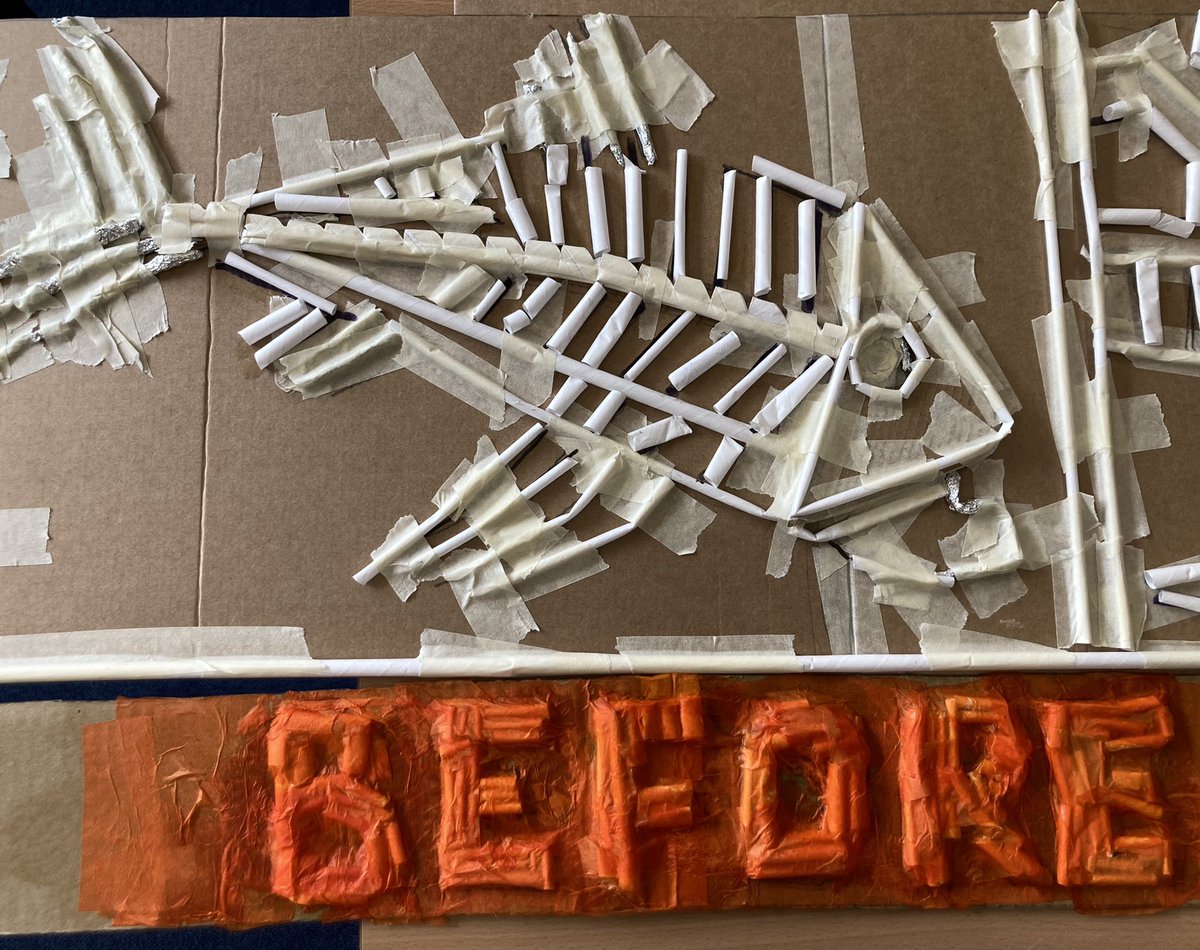 DarrellWakelam's tweet photo. I’m on my travels again, this time up to the lovely, friendly Hargate Primary in West Bromwich. I’m helping the Year 3 &amp; 4 kids to create work exploring plastic pollution. Here’s some snapshots so far. 
https://t.co/28aN3vN8fg https://t.co/0UbUW4UYuQ