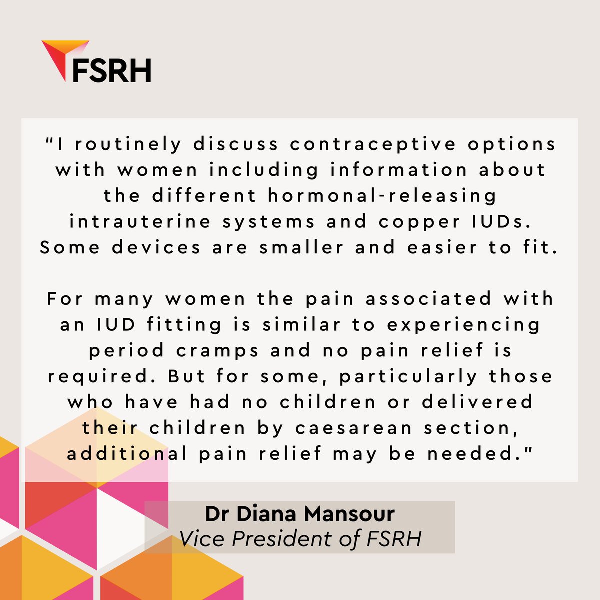 As specialists working in women’s health, we aim to listen and work to ensure women’s choices are acknowledged and respected, including appropriate pain relief. Read our joint statement with @rcog: fsrh.org/news/fsrh-rcog…