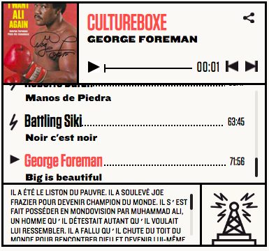 CULTUREBOXE's tweet photo. 🎙️On n'y croyait plus mais the #podcast is back : + d'1h de discussion sur @GeorgeForeman, ce Liston du pauvre, châtié par Ali et devenu, vingt ans + tard, le gros le plus sympa des USA. La preuve qu'il n'est jamais trop tard pour devenir soi-même🍔
👊https://t.co/typMkXBAHF https://t.co/Y8XBtvNeit