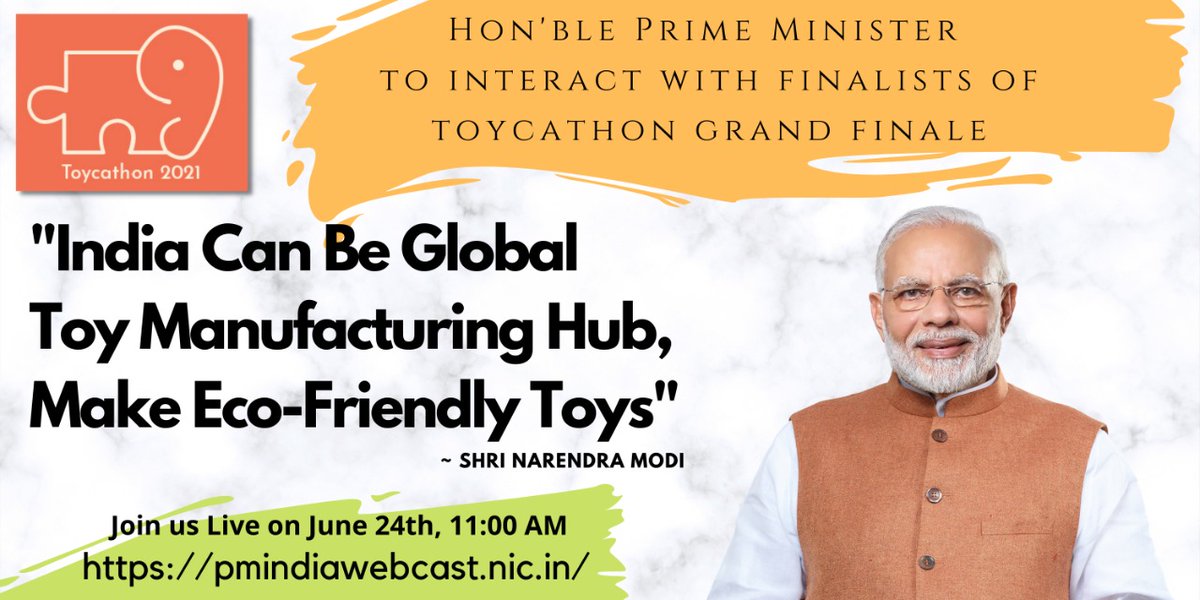 abhayjere's tweet image. Extremely Happy to announce that Hon'ble Prime Minister Shri @narendramodi will interact tomorrow with finalist of Toycathon-2021 Grand Finale. Thanks @PMOIndia @smritiirani @EduMinOfIndia @mhrd_innovation @toycathon @AICTE_INDIA @adsahasrabudhe @DrRPNishank @SanjayDhotreMP