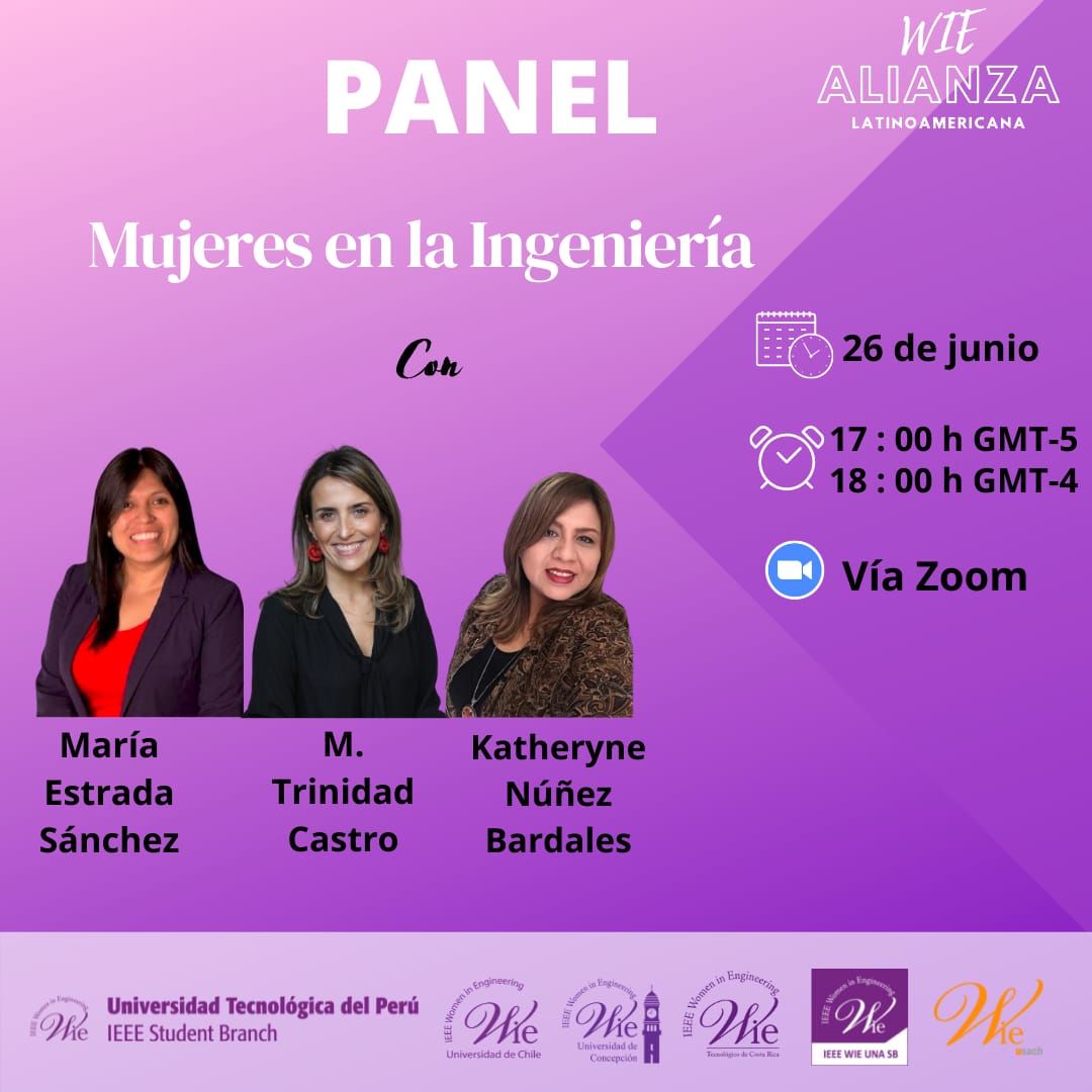 wie_uchile's tweet photo. WIE Alianza Latinoamericana tiene el agrado de invitarles al Panel

💜 Mujeres en la Ingeniería

compuesto por ingenieras con una destacada trayectoria profesional, las cuales expondrán sus experiencias trabajando en diferentes sectores de la Ingeniería, evidenciando los (+) https://t.co/CNGwPmM6X8