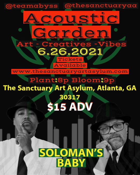 SolomonsBaby404's tweet photo. We want to see YOU at our DEBUT LIVE PERFORMANCE at The Sanctuary Art Asylum, Saturday, June 26, 2021, 8pm!🤴🏽 👶🏽

Don’t miss @jawzoflife &amp; @suitcoatjones aka #SolomonsBaby at #TheSanctuaryArtAsylum on 6/26, performing songs from our inaugural self-titled album! https://t.co/VDFlVbWBaI