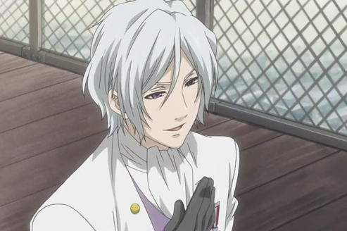 The white haired boy of the day is Ash Landers from Kuroshitsuji.
