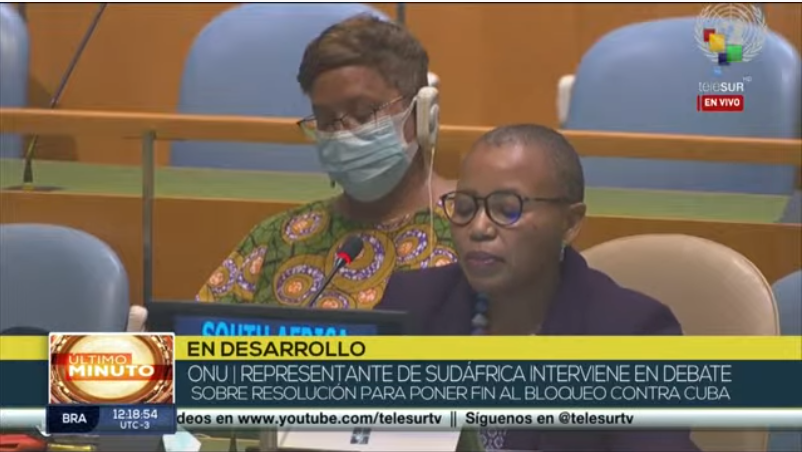 teleSURtv's tweet photo. @SMoncada_VEN #ENVIVO | Representante de Sudáfrica: a pesar del bloqueo Cuba ha hecho gala de resiliencia, desempeñado un papel de líder y pioneros en el sector de salud internacionalmente 

https://t.co/tqMKHfl0b4 https://t.co/FpTOClEjLT