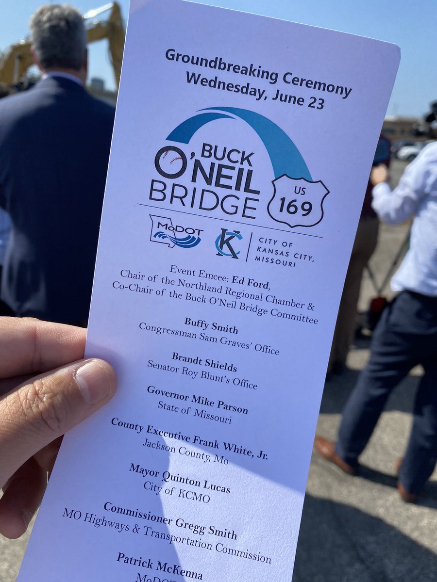 Tom Gerend (@tomgerend) on Twitter photo Ground breaking for Buck O’Neil Bridge today. Congratulations to <a href="/MoDOT_KC/">MoDOT Kansas City</a> @KCMO and <a href="/MARCKCMetro/">MARCKCMetro</a> for coming together to solve this challenge for benefit of the entire region. A great model of collaboration & how big things can get done. Ground breaking for Buck O’Neil Bridge today. Congratulations to <a href="/MoDOT_KC/">MoDOT Kansas City</a> @KCMO and <a href="/MARCKCMetro/">MARCKCMetro</a> for coming together to solve this challenge for benefit of the entire region. A great model of collaboration & how big things can get done.