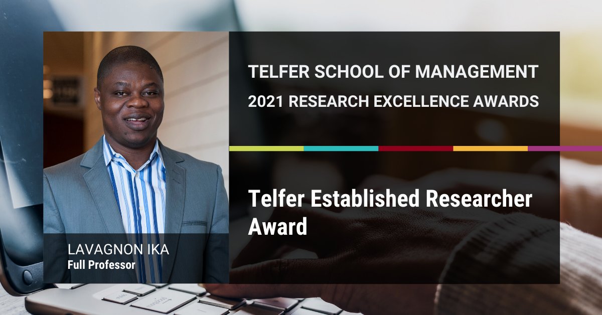 We are excited to announce that @Telfer_uOttawa 2021 Established Researcher Award goes to Professor @Lavagnon Ika. Learn more about his research contributions to project management and his impact on @uOttawa student research training:
🔗 ow.ly/oIPE50FghMZ