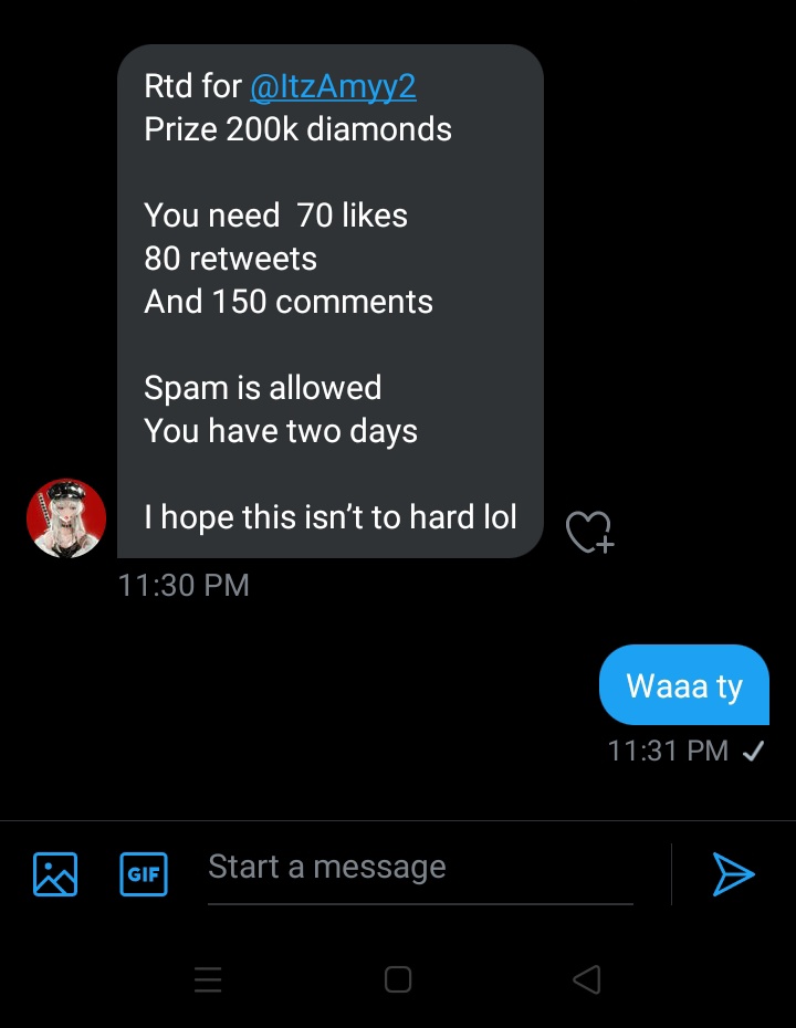 ItzAmyy2's tweet photo. Alright I got another RTD!

From: @Lilix17437946 

Please help me, I'll do help for help and I'll give 2 follows from @AmaeilaxAlt and @AmyzAlt 

God bless 💜 https://t.co/RBfPhnm23K
