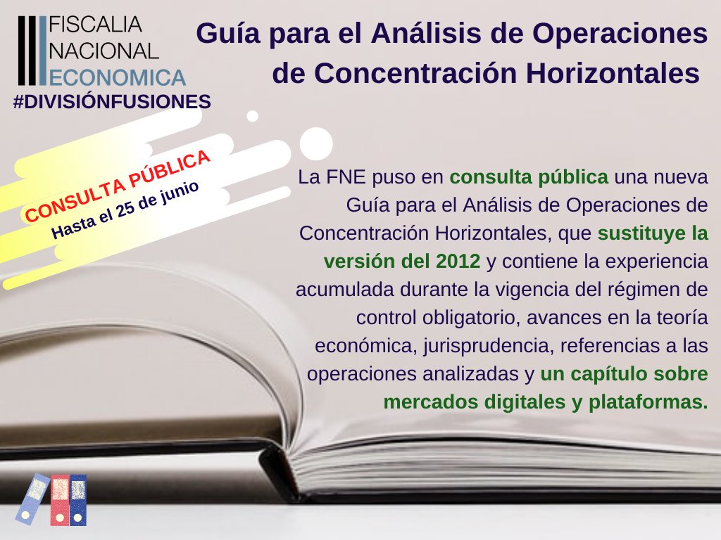 Hasta este viernes, 25 de junio, hay plazo para enviar los comentarios sobre la nueva versión de la Guía para el Análisis de Operaciones de Concentración Horizontales, en el marco de la consulta pública que está realizando la FNE. Ver la guía aquí 👇
fne.gob.cl/fne-extiende-h…