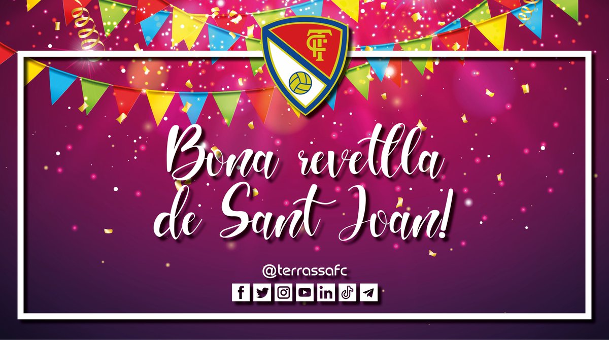 🎆🤩🎉 Molt 𝗕𝗢𝗡𝗔 𝗥𝗘𝗩𝗘𝗧𝗟𝗟𝗔
de #SantJoan, terrassistes!

𝙂𝙖𝙪𝙙𝙞𝙪 𝙙'𝙪𝙣𝙖 𝙙𝙚 𝙡𝙚𝙨 𝙣𝙞𝙩𝙨 
𝙢é𝙨 𝙢à𝙜𝙞𝙦𝙪𝙚𝙨 𝙙𝙚 𝙡'𝙖𝙣𝙮! 🥰🎊🥂

#TuEtsTerrassaFC ❤🤍