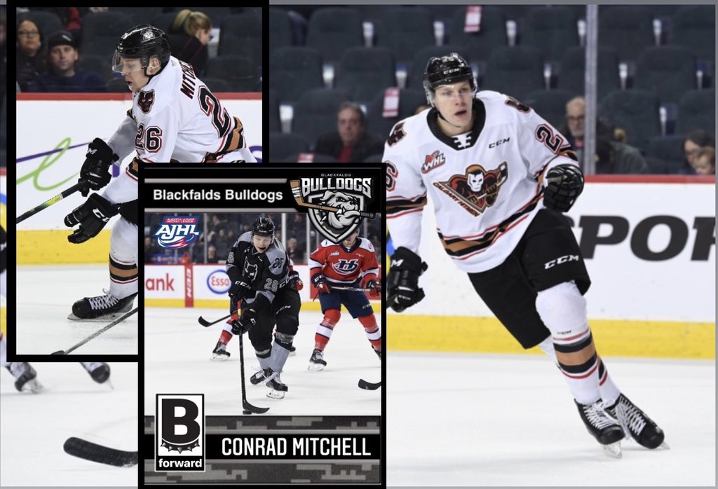 We are excited to welcome 20yr old Conrad Mitchell to the Bulldogs. The 6’5-231lb Forward from Thorsby AB, spent WHL time in Everett &amp; Calgary the past 3 seasons. Welcome to Blackfalds <a href="/cmitchell2001/">Conrad Mitchell</a>! 🐾