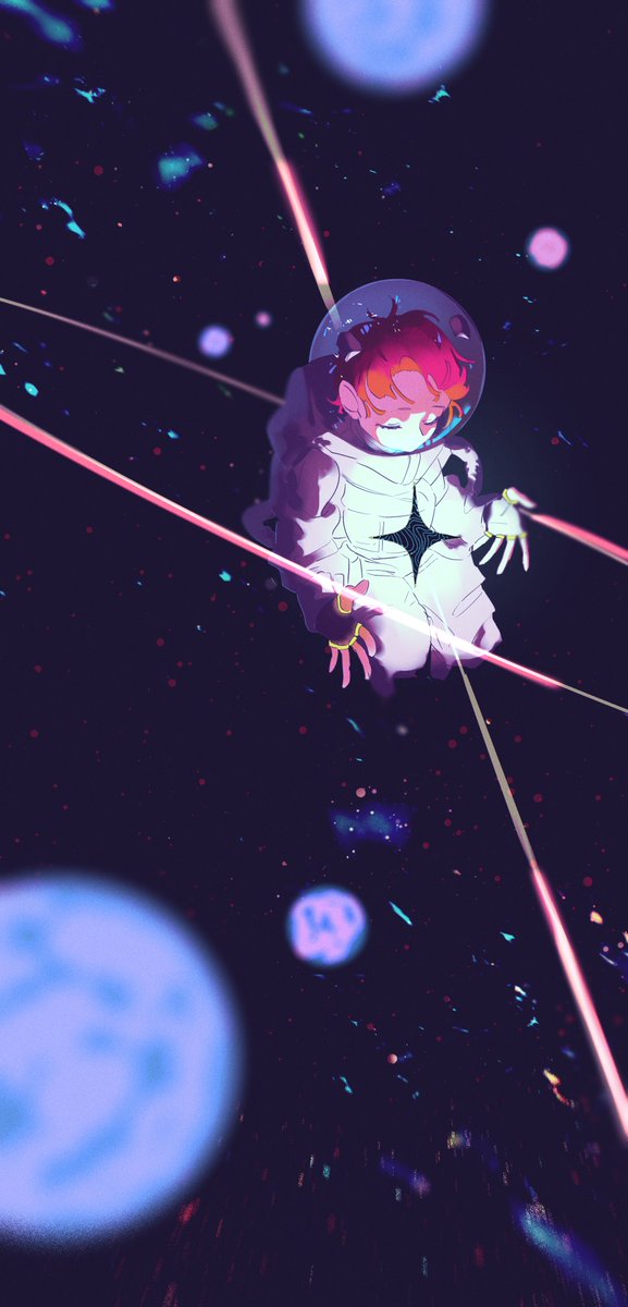 space planet solo space helmet spacesuit closed eyes 1girl  illustration images