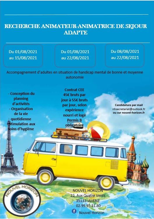 le_cart's tweet photo. Depuis + de 20 ans nous sommes engagés dans le tourisme de l'#Economie #sociale et #solidaire.
Nous accueillons des #séjoursadaptés . NOUVEL HORIZON situé à Javenne recrute  des #Animateursdeséjoursadaptés Contactez Rachel Paillard pour plus d'informations au 02 99 95 31 80 https://t.co/qY616ntNGX