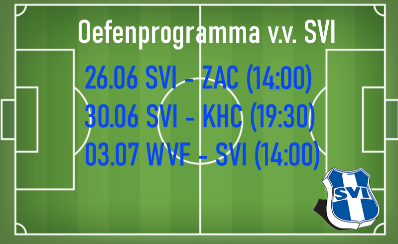 De voorbereiding van <a href="/vvsvi1e/">vv SVI 1</a> op het seizoen 2021/2022 is alweer in volle gang. De volgende oefenwedstrijden staan gepland: