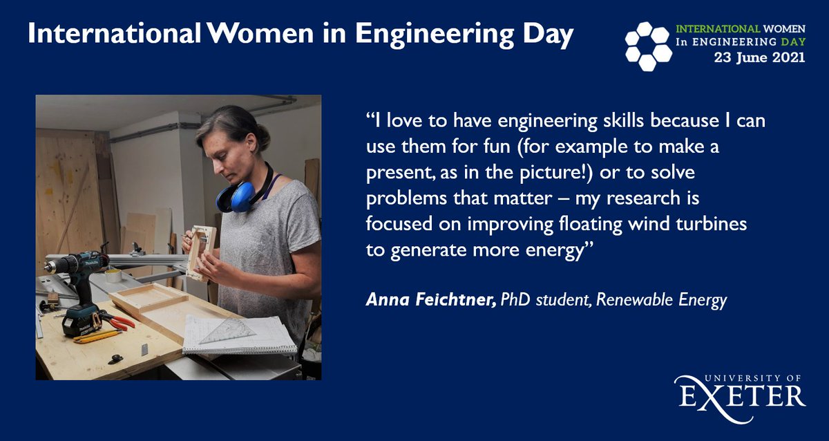 Anna Feichtner <a href="/AnnaFeichtner/">Anna FEICHTNER</a> is part of the <a href="/Renewables_UoE/">Renewables ExeterUni</a> Offshore Energy group, researching floating offshore wind turbine development @ExeterMarine <a href="/ExeterEnergy/">ExeterEnergy</a> @CollegeofEMPS #INWED21