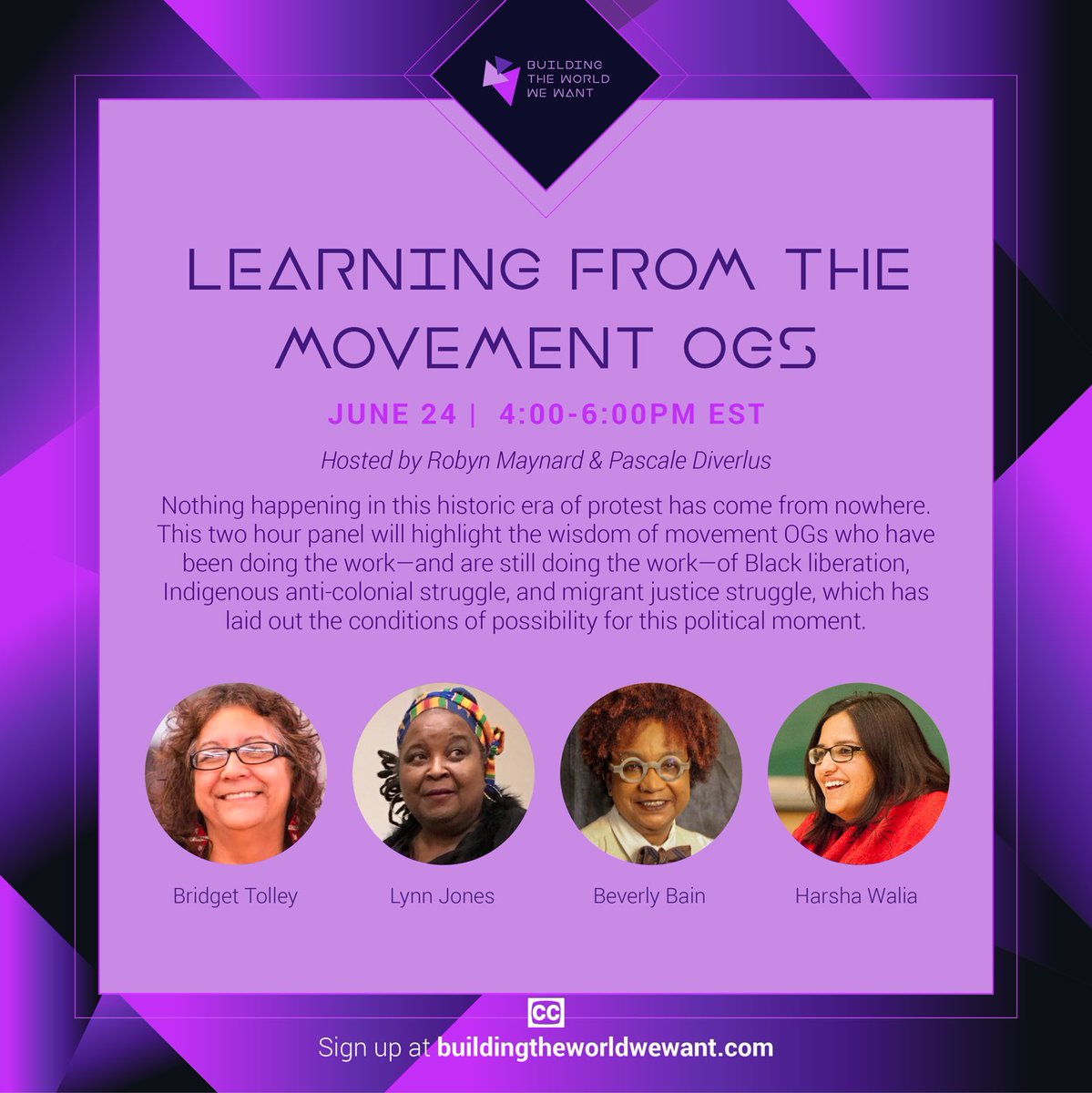I could NOT be more excited for this panel on Thursday - it’s our last event of the season, true movement heroes and OGs, who’ve been doing the WORK that brought us here. ⁦<a href="/BeverlyBain13/">Beverly Bain</a>⁩ ⁦<a href="/beetolley/">Bridget Tolley</a>⁩ ⁦<a href="/HarshaWalia/">Harsha Walia (she/her)</a>⁩ and The Lynn Jones.  Sign up sign up!