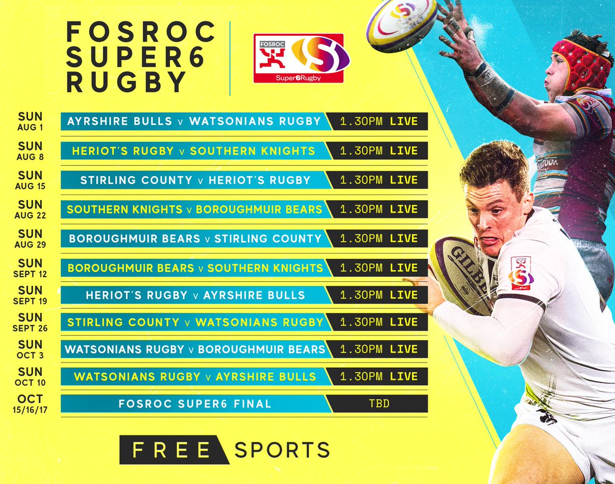 Good news rugby fans 🏉📺
 
Every Sunday fixture in the second season of the FOSROC @Super6Rugby will be televised LIVE on free-to-air television by the competition's new broadcast partner, @FreeSports_TV.

Find out more ➡️ bit.ly/35J37ob