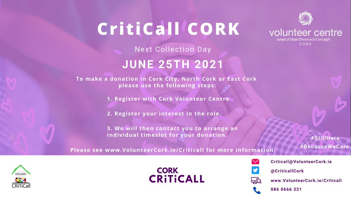 CriticallCork's tweet photo. It's not too late to sign up to donate on Friday!!

📍City Centre, Castletownroche or Midleton 
⏰ Arrange a time slot between 8:30 and 4pm 
✍ Sign up here =  https://t.co/5s55WYU4W1 https://t.co/De7qrrbwyi