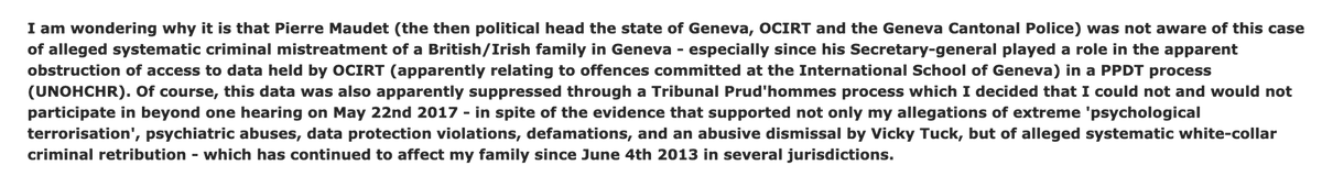 SUSANBR47706704's tweet photo. @ParmelinG @FrancoisPilet @PublicEyeSuisse @thepileus @VictimSupportEU @metpoliceuk @ECCHRBerlin @CISEducation @iborganization @UNWatch @NilsMelzer @BeobachterRat @GuyRyder @ilo @OCCRP @PJ_Geneve @MauroPoggia @EcolintGeneva @Deborah_Bischof @journ_elle @persoenlichcom @hrw @VilleDeGeneve @CarloSommaruga @durham_uni @ELMLEnews @simoncoveney @MichealMartinTD @DominicRaab @antonioguterres @UN @RitaFrenchFCDO @tariqahmadbt @AllSpecialKids #WorldWhistleblowersDay @EcolintGeneva a school that apparently commits crimes against family of #whistleblowers & refuses to investigate alleged #CrimesAgainstHumanRights #CORRUPTION & #childprotection failures! To protect #vickytuck, Board members & #PASCALEMERY? https://t.co/JeIN0OizrF